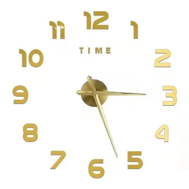 Shada Gold / 40CM Modern 40Cm Large Wall Clock, DIY 2D Acrylic Mirror Stickers for Living Room Decoration