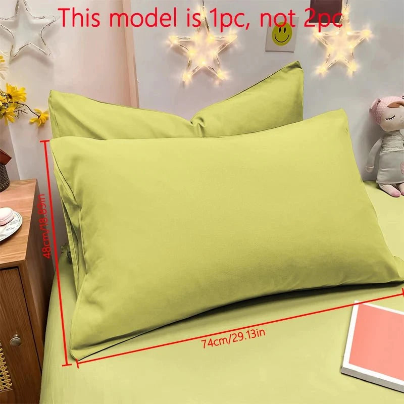 Shada Grass green / 48x74cm 1 Piece Of Matte Solid Color Pillowcase, Bedroom Pocket Sealed Soft Pillowcase, Bedding