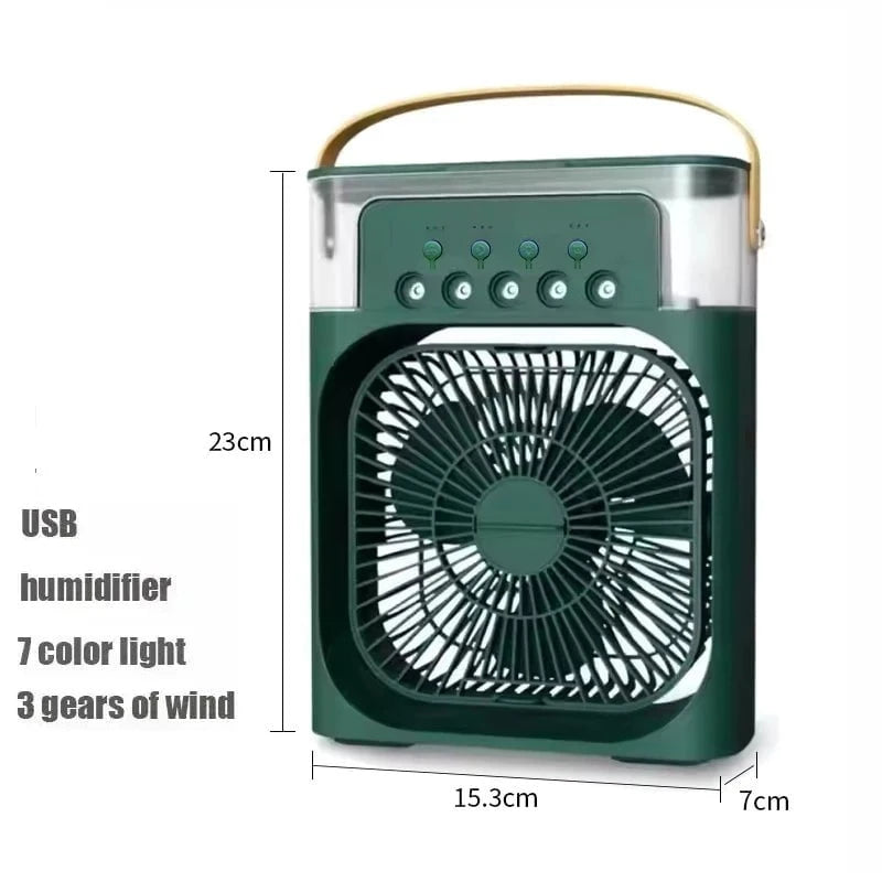 Shada green New 3 In 1 Fan AIr Conditioner Household Small Air Cooler LED Night Light Portable Humidifier Air Adjustment Fan Office Home Fan