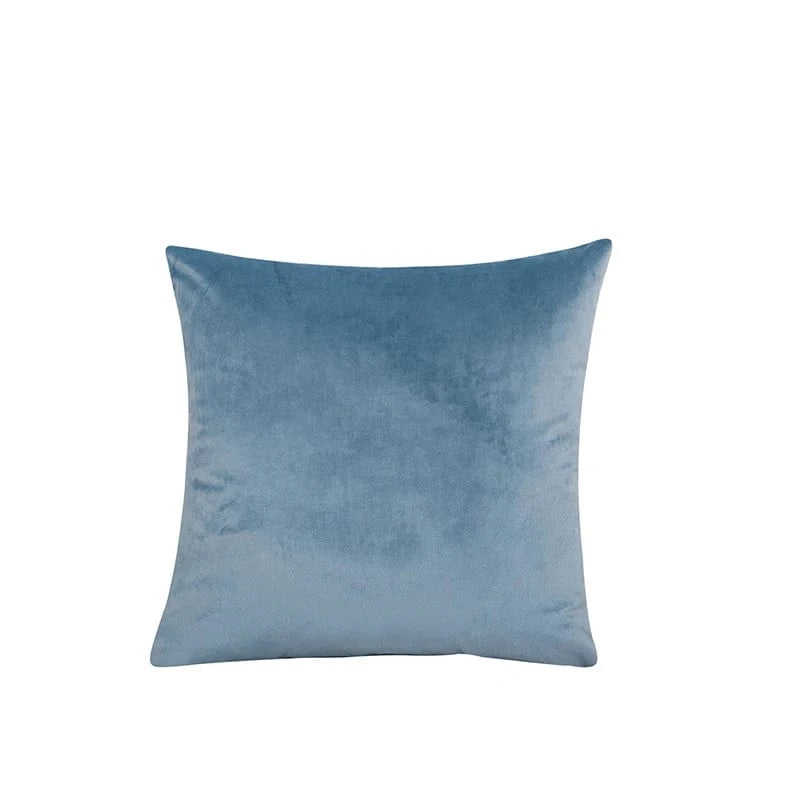 Shada Greyish Blue / 45x45cm MACT Velvet Throw Pillow Cover 55x55/60x60cm - Soft Solid Square Cushion Case for Home, Sofa & Car