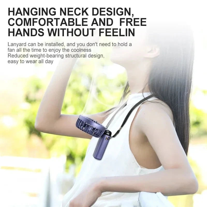 Shada Handheld Mini Fan Foldable Portable Neck Hanging Fans 5 Speed USB Rechargeable Fan with Phone Stand and Display Screen 1800mAh