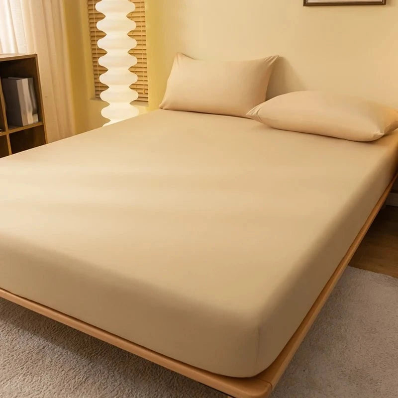 Shada Khaki / 180x200cm 1 piece of solid color matte bed sheet, solid color bed cover for bedroom, bedding (excluding pillowcases)