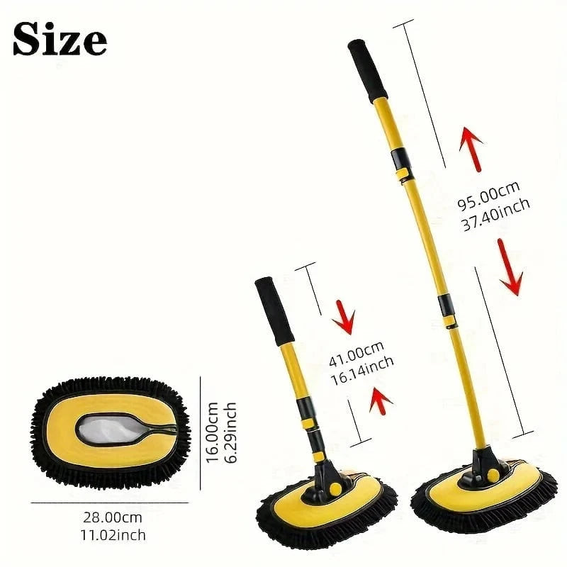 Shada LEIBOO 95cm Telescoping Car Wash Mop Brush with Chenille Mop Head and Retractable Handle