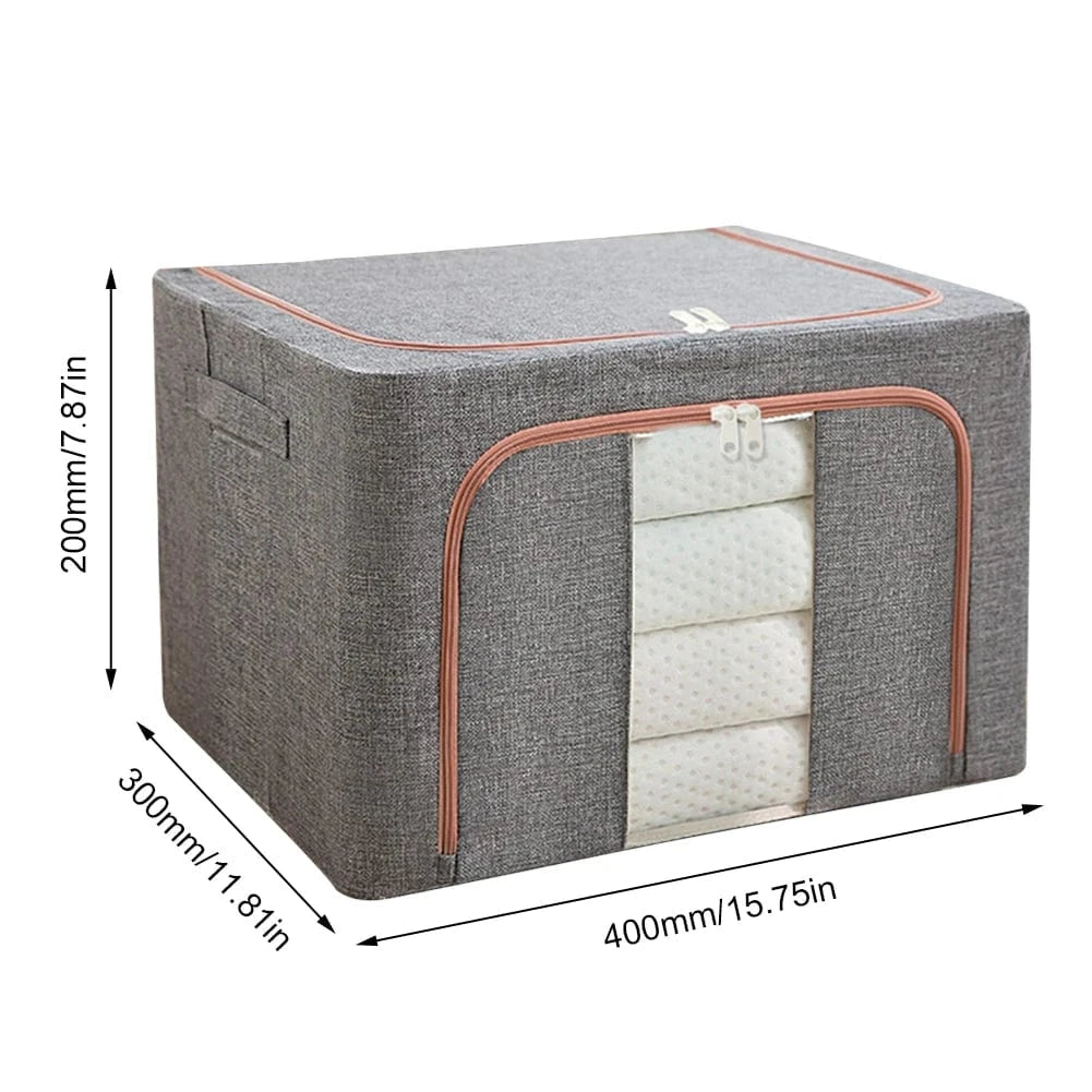 Shada Light Grey 24L Foldable Quilt Storage Bag with Metal Frame | Dust-proof