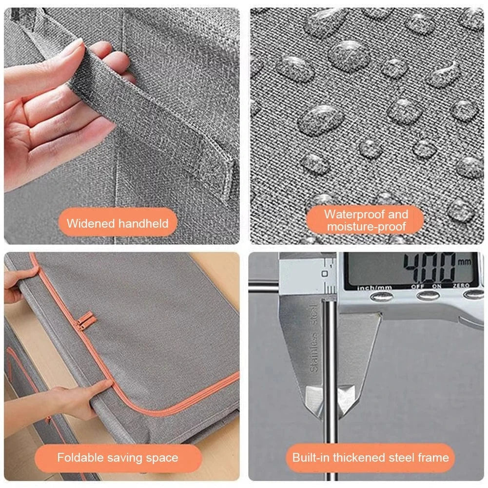 Shada Light Grey 24L Foldable Quilt Storage Bag with Metal Frame | Dust-proof