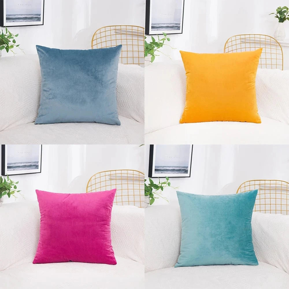 Shada MACT Velvet Throw Pillow Cover 55x55/60x60cm - Soft Solid Square Cushion Case for Home, Sofa & Car