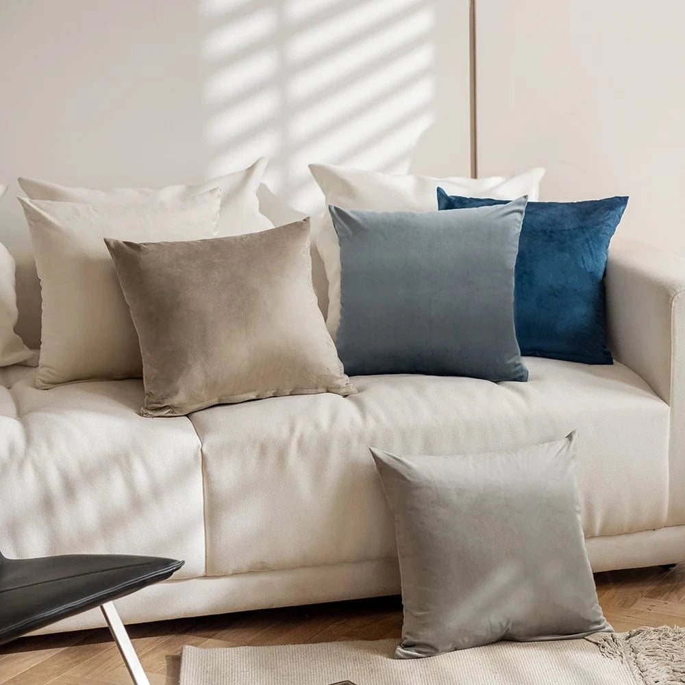 Shada MACT Velvet Throw Pillow Cover 55x55/60x60cm - Soft Solid Square Cushion Case for Home, Sofa & Car
