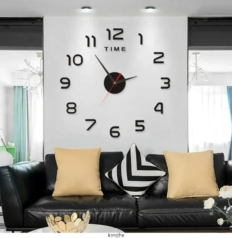 Shada Modern 40Cm Large Wall Clock, DIY 2D Acrylic Mirror Stickers for Living Room Decoration