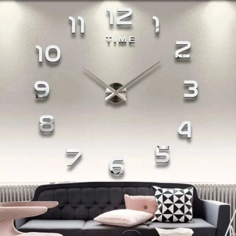 Shada Modern 40Cm Large Wall Clock, DIY 2D Acrylic Mirror Stickers for Living Room Decoration