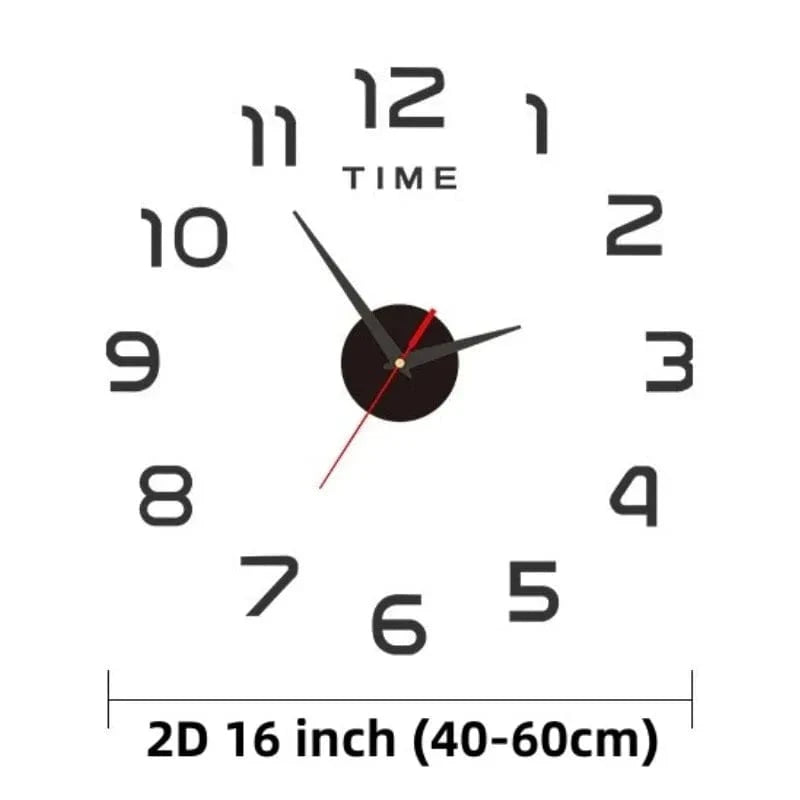 Shada Modern 40Cm Large Wall Clock, DIY 2D Acrylic Mirror Stickers for Living Room Decoration