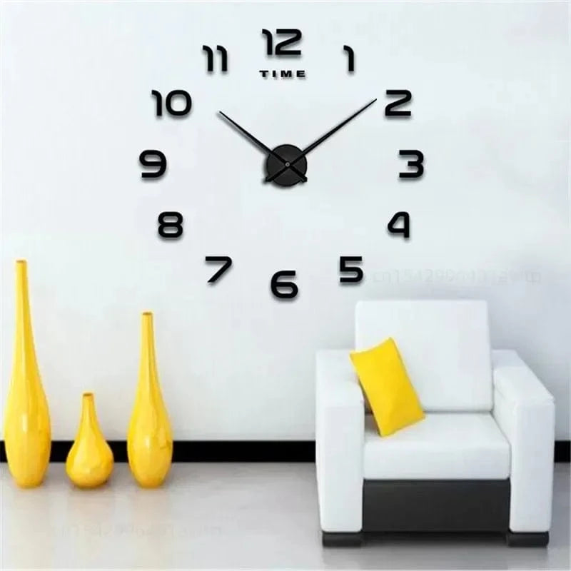 Shada Modern 40Cm Large Wall Clock, DIY 2D Acrylic Mirror Stickers for Living Room Decoration