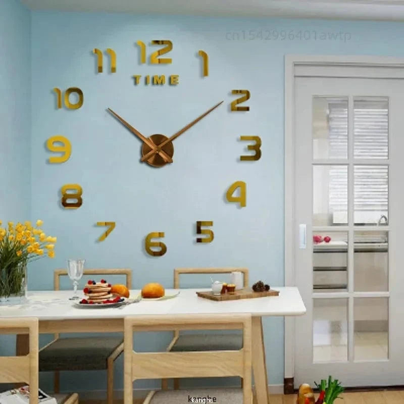 Shada Modern 40Cm Large Wall Clock, DIY 2D Acrylic Mirror Stickers for Living Room Decoration