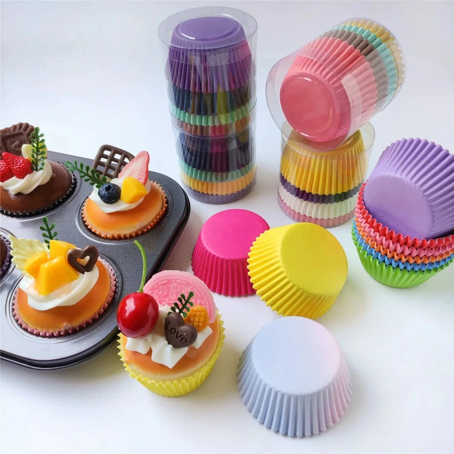 Shada MULTI / 7x5x3cm 100pc Greaseproof Cupcake Liners - Premium Baking Cups Set