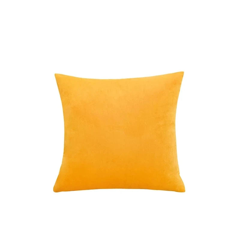 Shada Mustard Yellow / 55x55cm MACT Velvet Throw Pillow Cover 55x55/60x60cm - Soft Solid Square Cushion Case for Home, Sofa & Car
