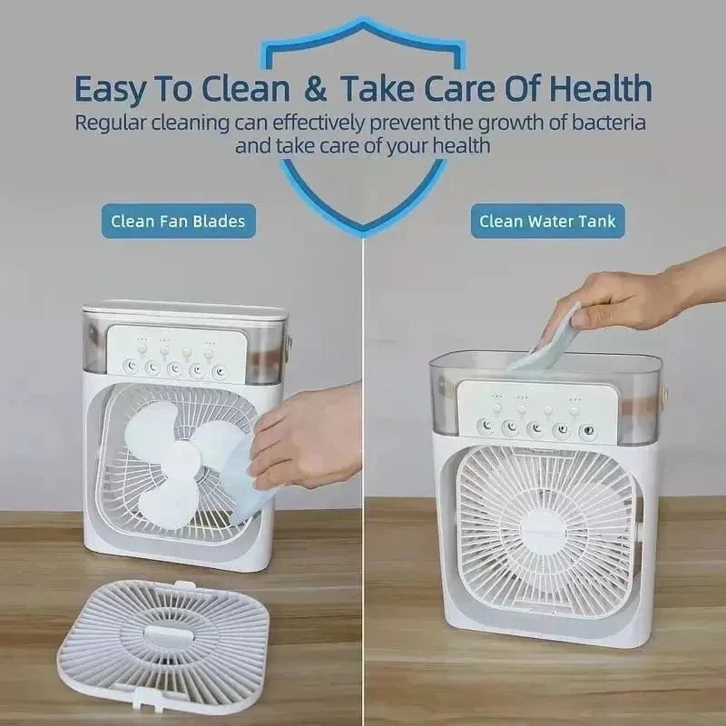 Shada New 3 In 1 Fan AIr Conditioner Household Small Air Cooler LED Night Light Portable Humidifier Air Adjustment Fan Office Home Fan