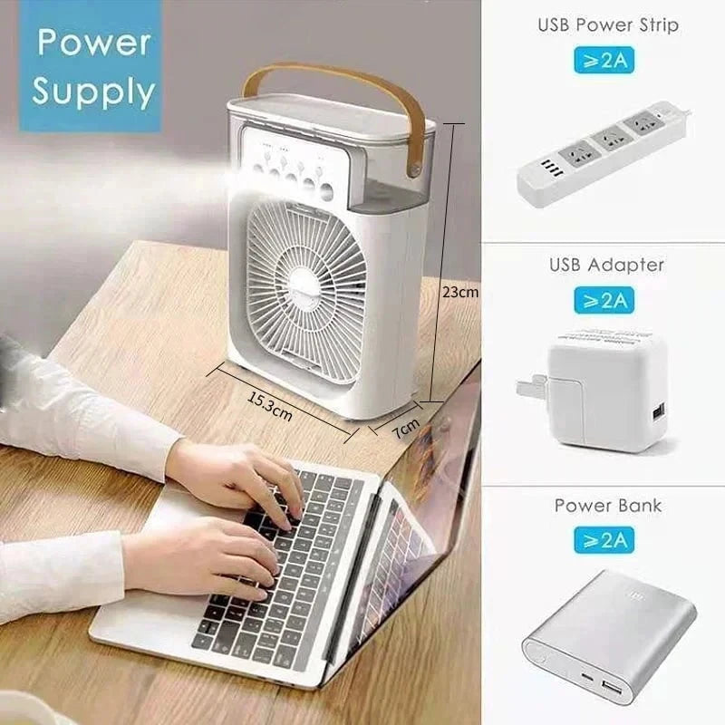 Shada New 3 In 1 Fan AIr Conditioner Household Small Air Cooler LED Night Light Portable Humidifier Air Adjustment Fan Office Home Fan