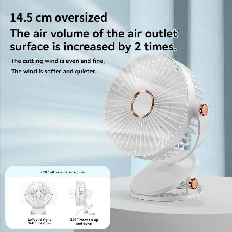 Shada New 3 in 1 Portable Mini Clip Fan Rechargeable Air Circulator Wireless Electric Fan With Led Light Clip-on Home handheld Fan