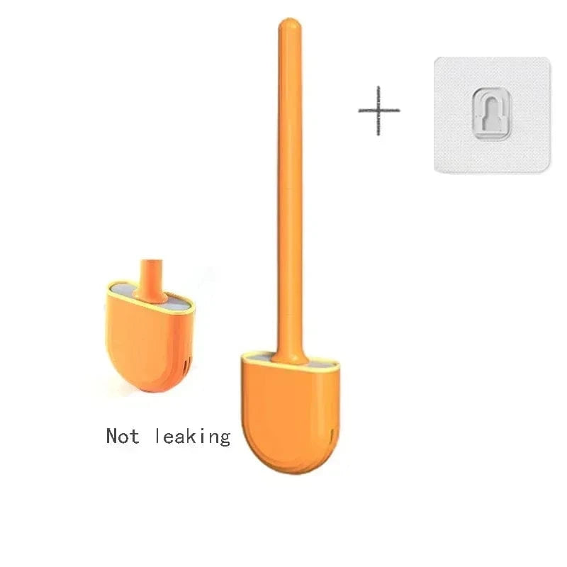 Shada orange Wall Mounted Silicone Toilet Brush | Flexible Cleaning Bristles