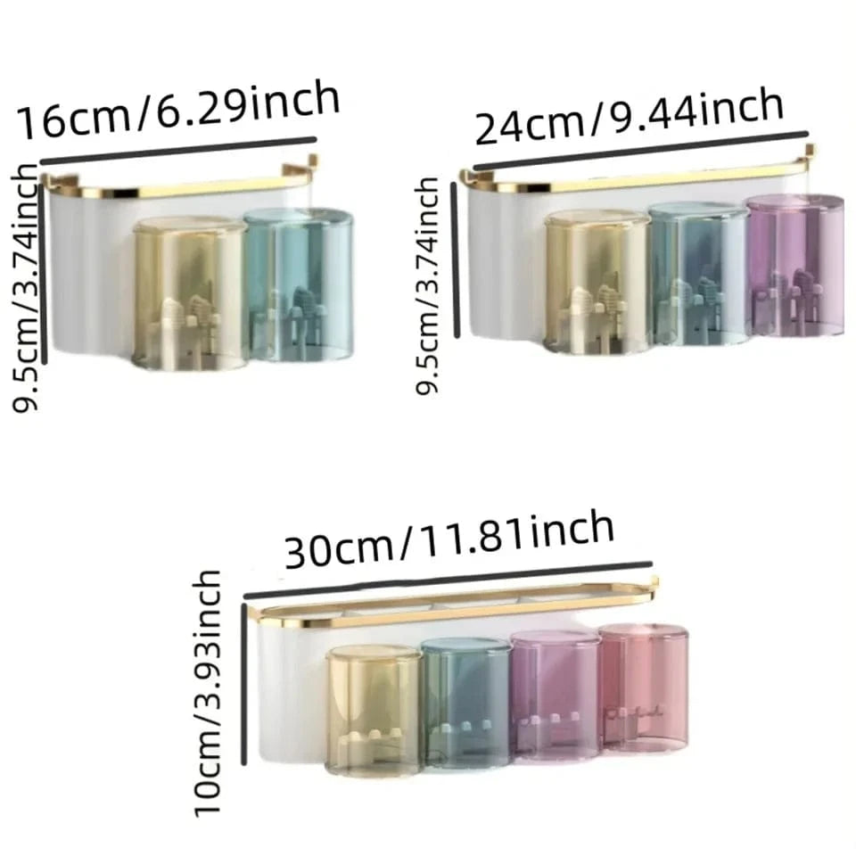Shada Perforation-Free Toothbrush Holder With Squeezer and Mouthwash Cup - Easy No-Drill Installation