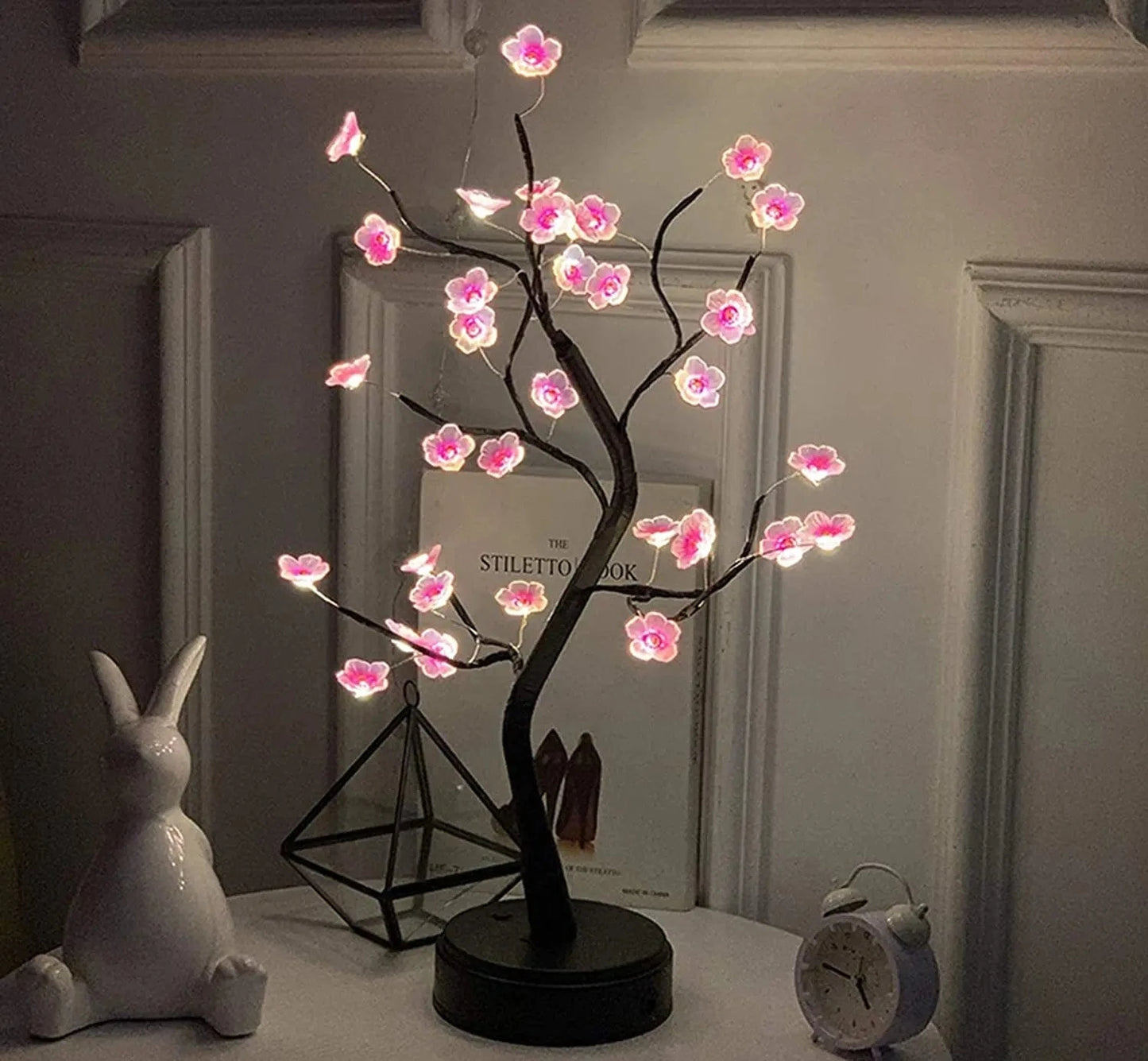 Shada Plum blossom / USB Plug Cherry Blossom Tree LED Night Light - USB/Battery Powered Touch Switch, 35 Warm White Copper Wire Lights