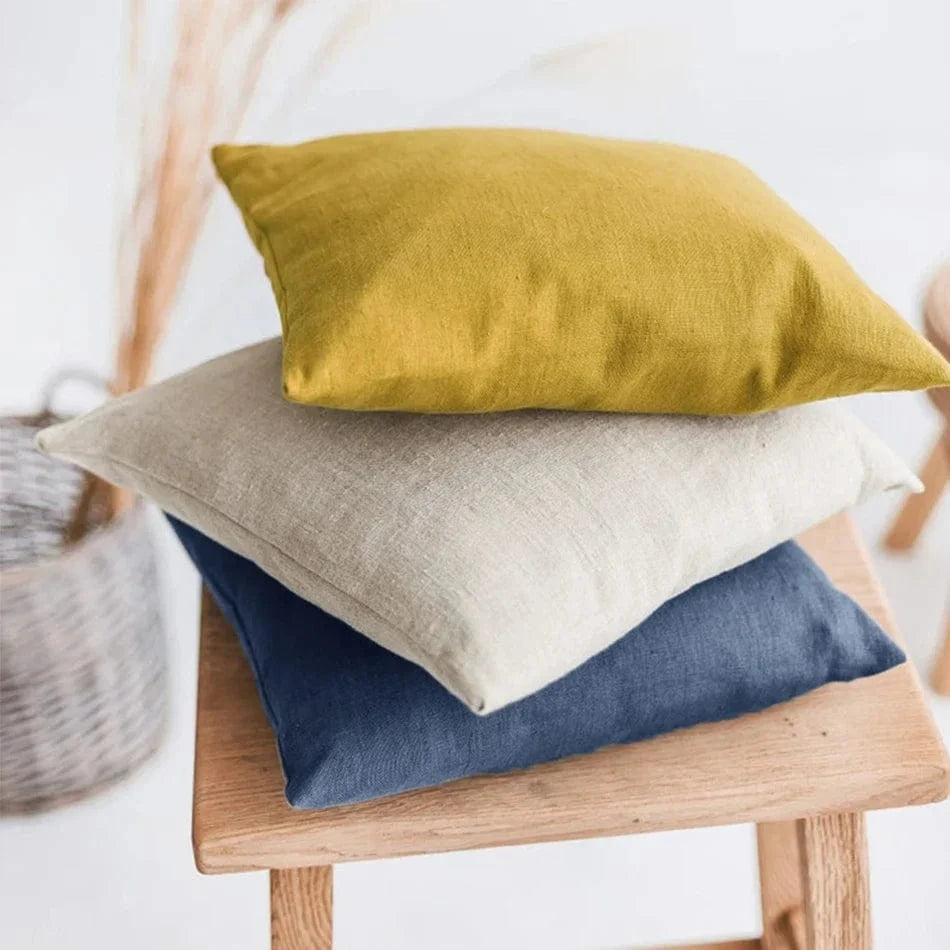 Shada Premium 100% Linen Pillowcase - Soft, Comfortable Cushion Cover with Invisible Zipper for Home Decor