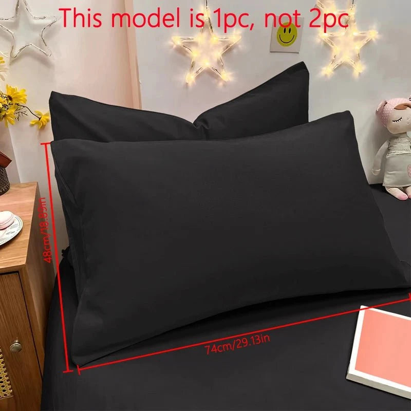 Shada Pure black / 48x74cm 1 Piece Of Matte Solid Color Pillowcase, Bedroom Pocket Sealed Soft Pillowcase, Bedding