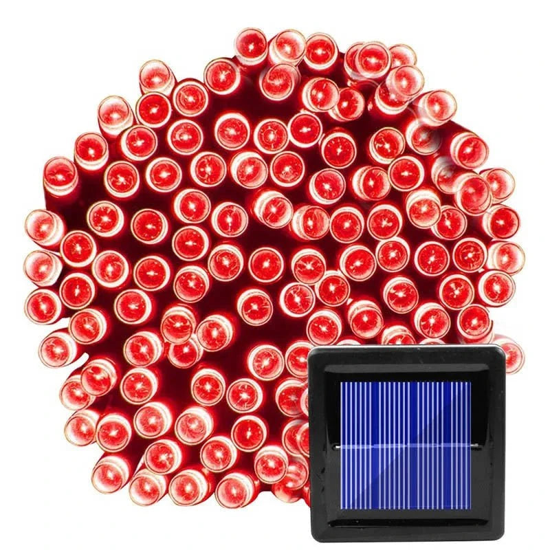 Shada red / 22M 200LEDs 7m/12m/22m Christmas Garland Led Fairy Light Outdoor Solar Powered String Lights 8 Mode Garden Wedding Decoration Waterproof