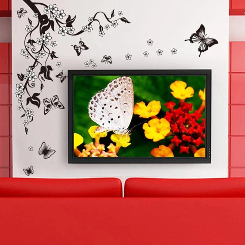 Shada Romantic 3D Flower Wall Sticker Decal - PVC Butterfly Art for Home Decoration, 90cm x 80cm