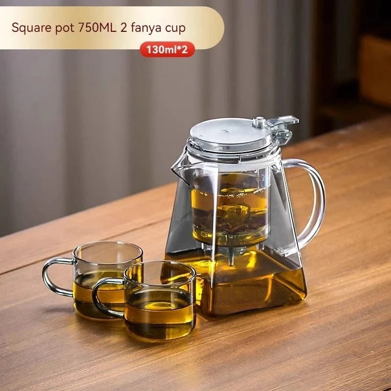 The GIANXI 750ML Glass Teapot Set offers an elegant and functional tea experience. Made from premium borosilicate glass, it keeps tea warm without getting hot to touch. Features a press-down lid for drip-free pouring and a filter for full leaf expansion...