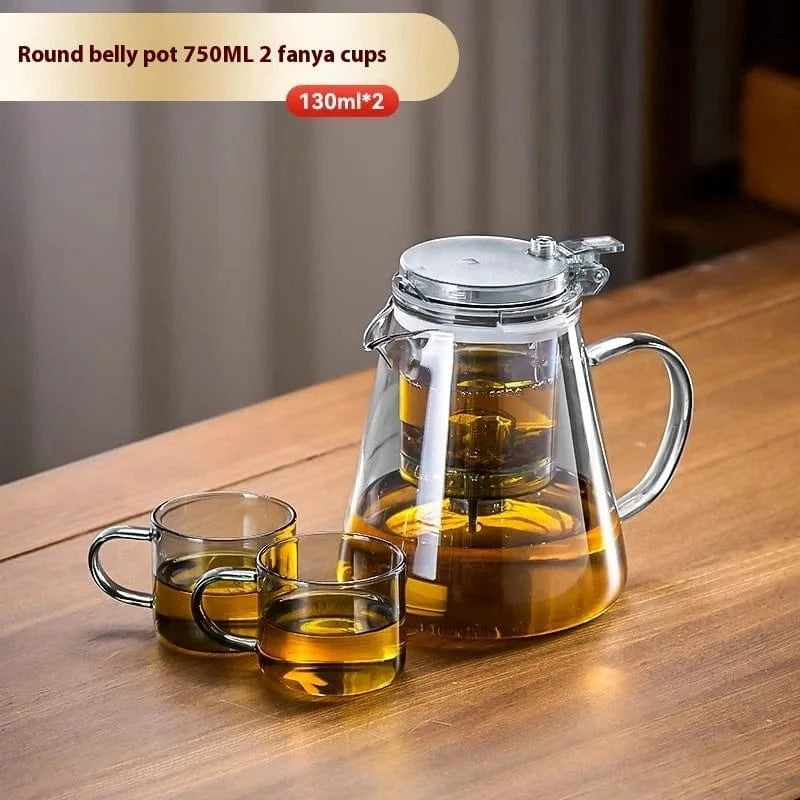 The GIANXI 750ML Glass Teapot Set offers an elegant and functional tea experience. Made from premium borosilicate glass, it keeps tea warm without getting hot to touch. Features a press-down lid for drip-free pouring and a filter for full leaf expansion...