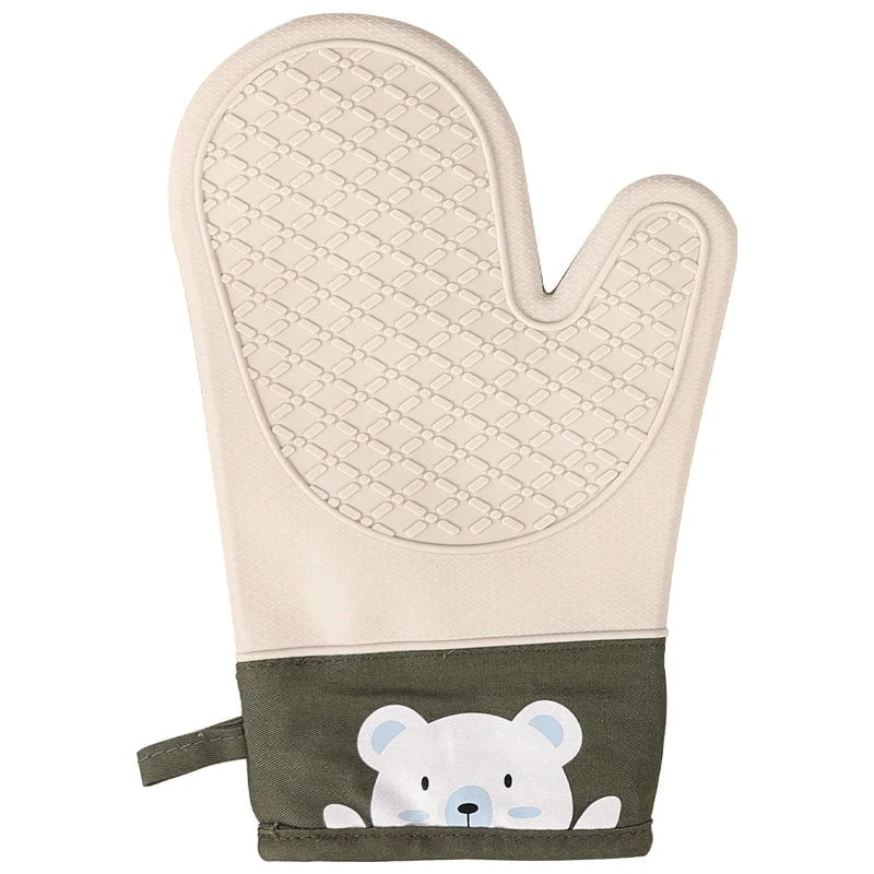 Shada Silicone heat insulation gloves thickened, non-slip, high temperature oven gloves baking and scalding kitchen hand clamps