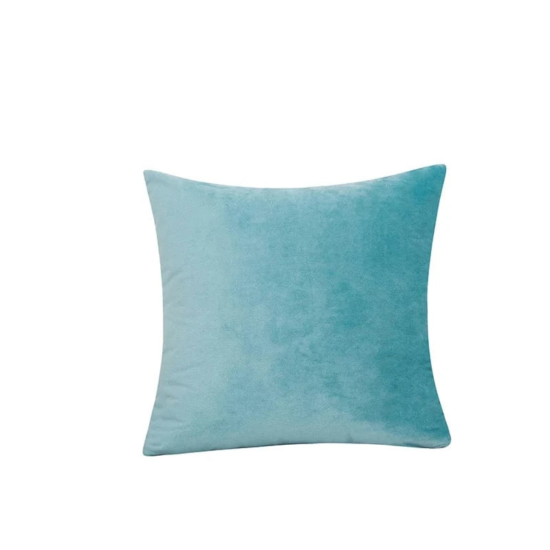 Shada Sky Blue / 45x45cm MACT Velvet Throw Pillow Cover 55x55/60x60cm - Soft Solid Square Cushion Case for Home, Sofa & Car