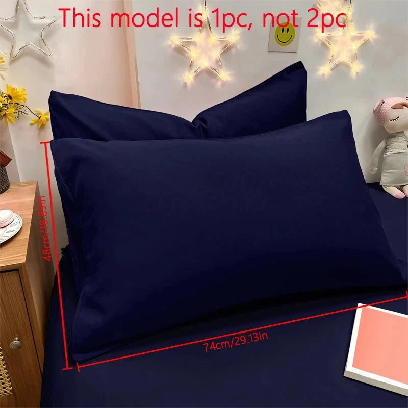 Shada Tibetan blue / 48x74cm 1 Piece Of Matte Solid Color Pillowcase, Bedroom Pocket Sealed Soft Pillowcase, Bedding