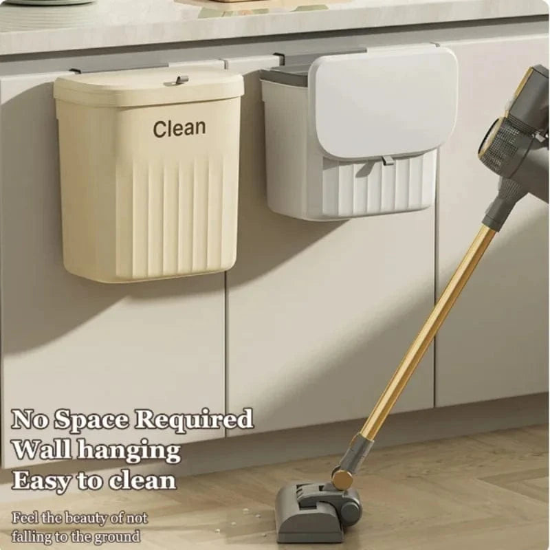 Shada Wall-Mounted Kitchen Trash Can With Lid, 8.5L/12L Hanging Garbage Bin For Cabinet, Compost, Space-Saving