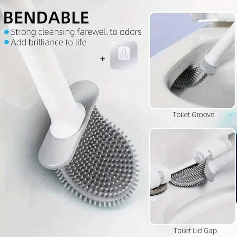 Shada Wall Mounted Silicone Toilet Brush | Flexible Cleaning Bristles