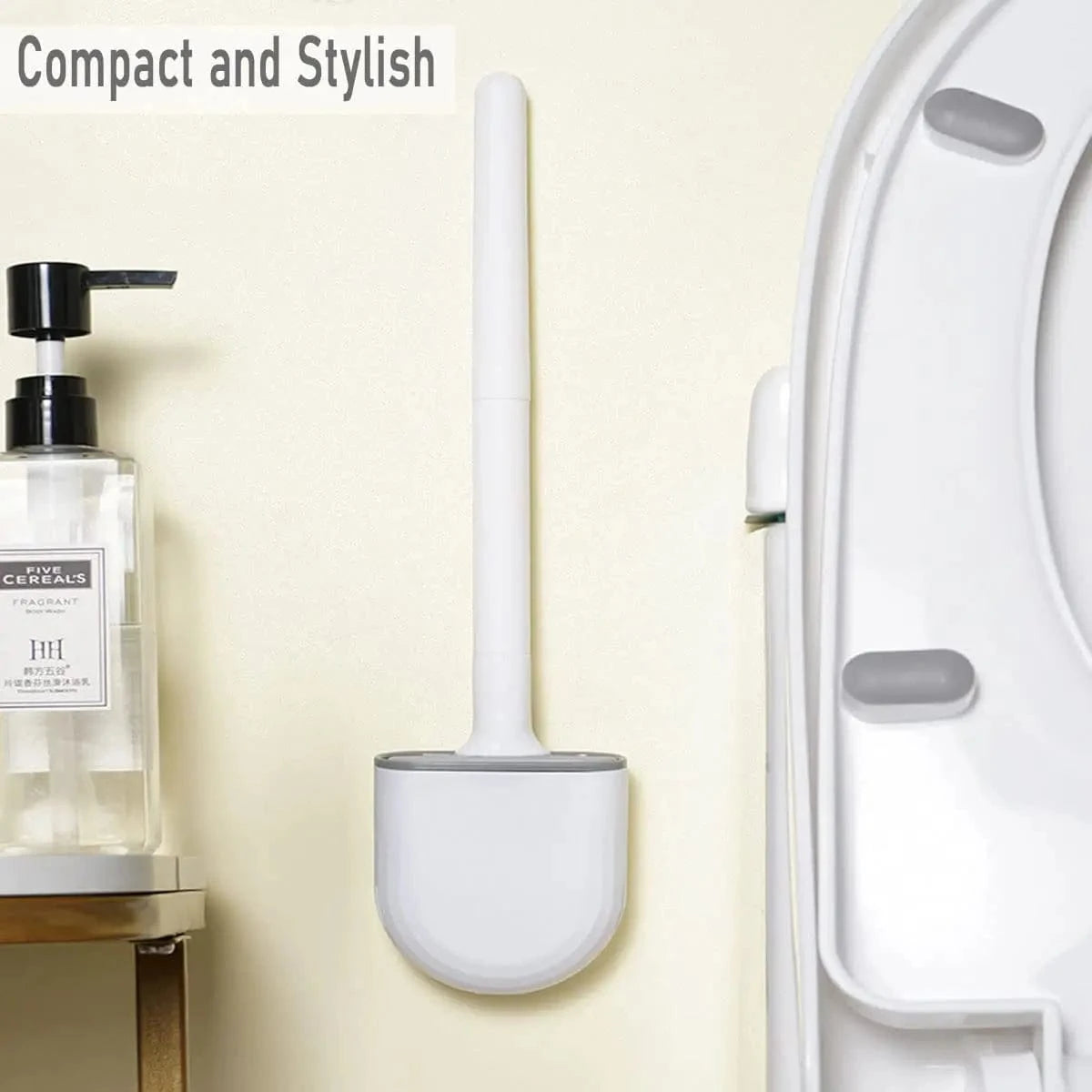 Shada Wall Mounted Silicone Toilet Brush | Flexible Cleaning Bristles