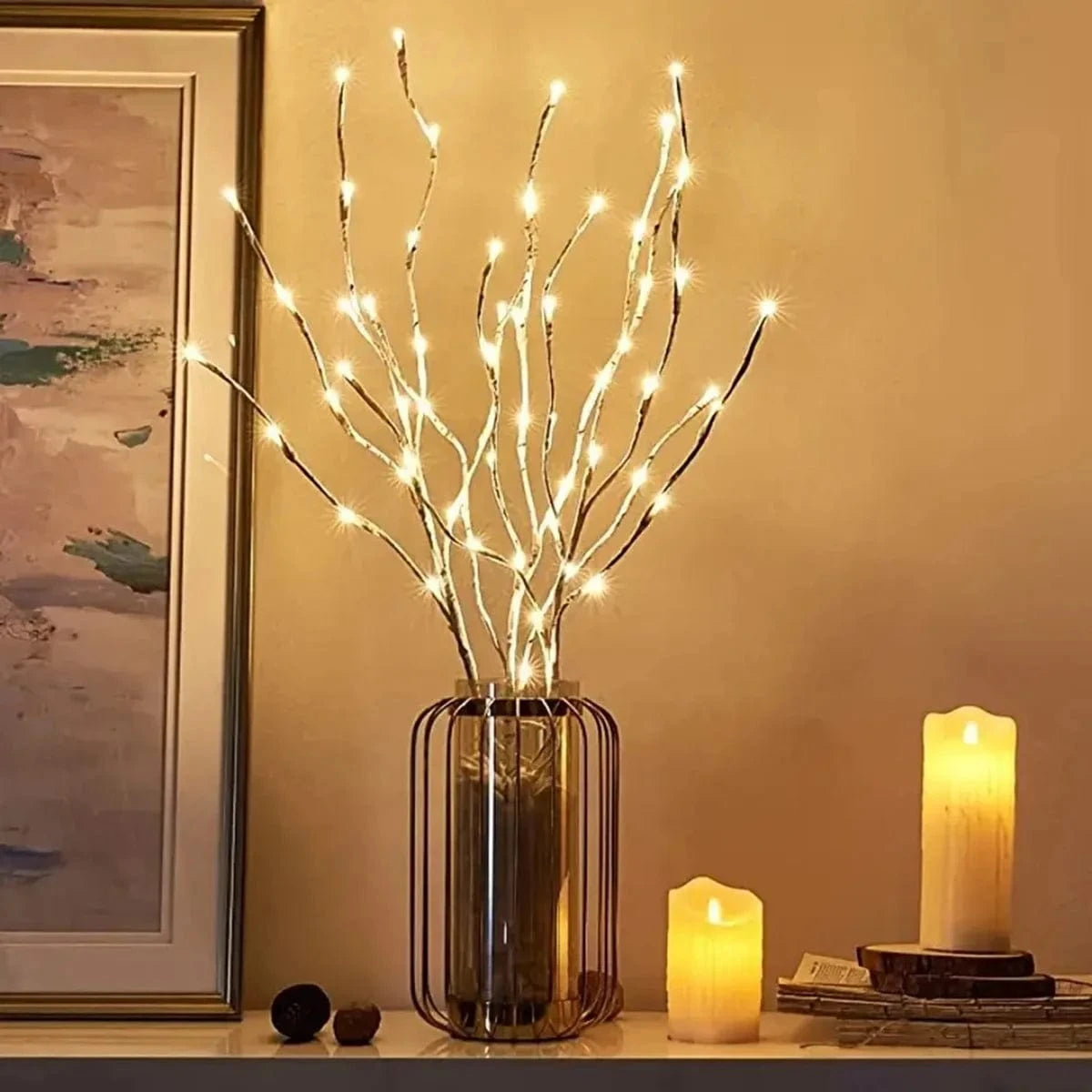 Shada Warm White / 20LED 1 PC White Birch Branch LED Fairy Lights - Battery Operated Warm White for Christmas Wedding Decor