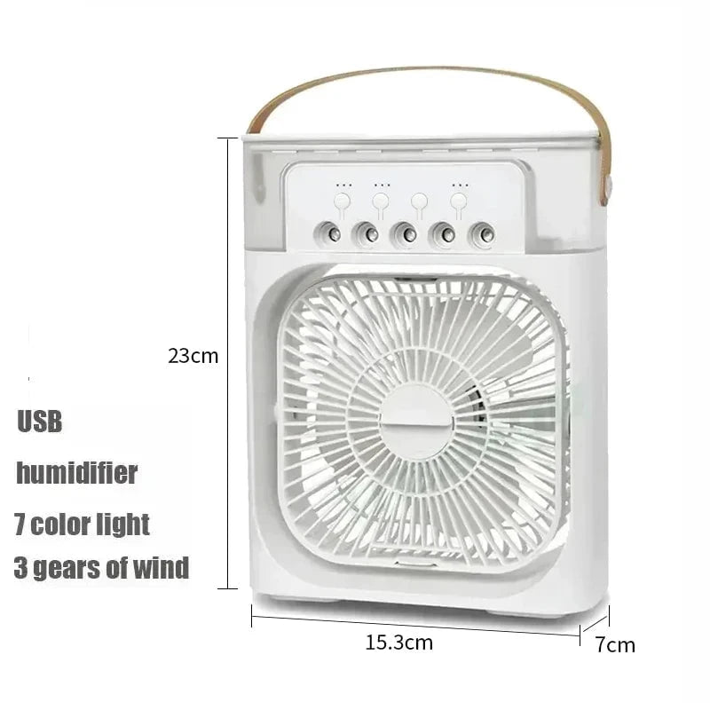 Shada WHITE New 3 In 1 Fan AIr Conditioner Household Small Air Cooler LED Night Light Portable Humidifier Air Adjustment Fan Office Home Fan