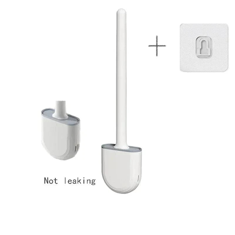 Shada white Wall Mounted Silicone Toilet Brush | Flexible Cleaning Bristles