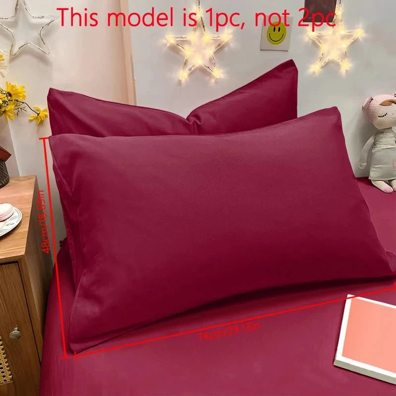 Shada Wine red / 48x74cm 1 Piece Of Matte Solid Color Pillowcase, Bedroom Pocket Sealed Soft Pillowcase, Bedding