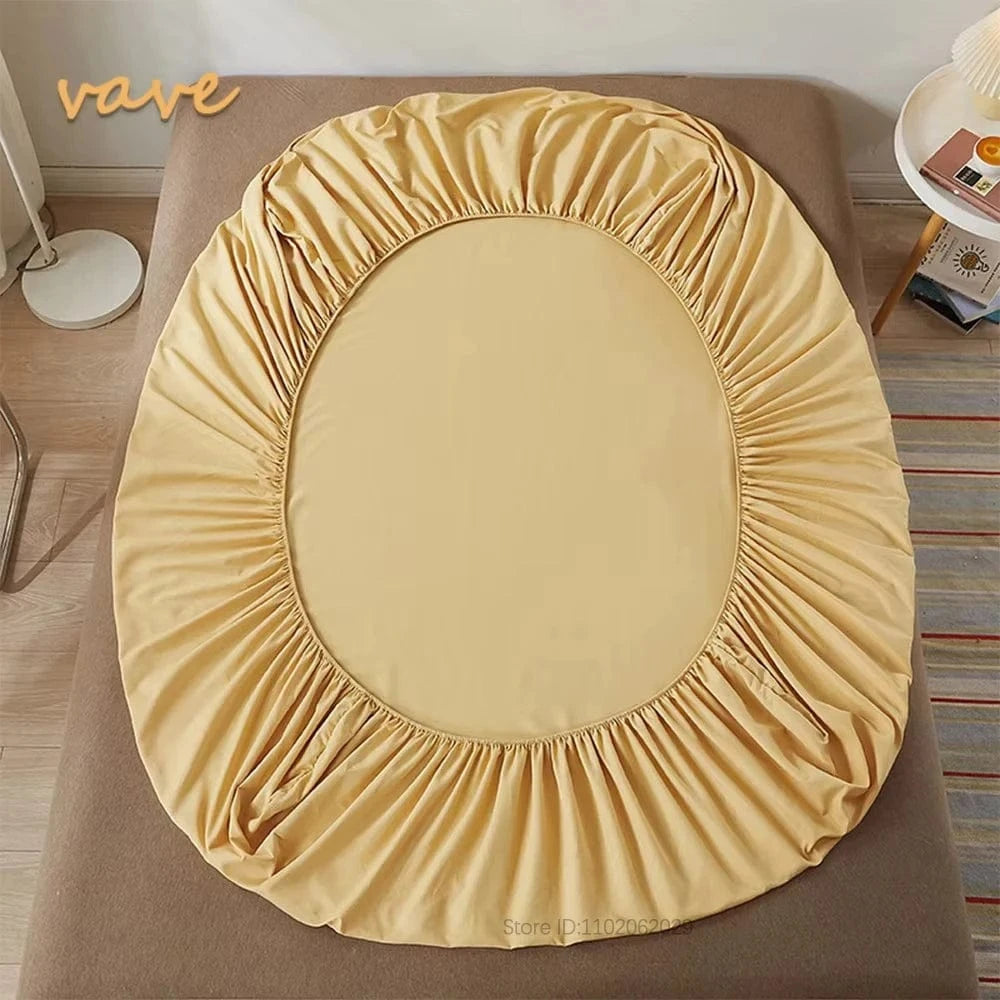 Shada Yellow / 120x200cmx30cm 100% Cotton Fitted Sheets | Deep Pocket All Sizes | Mattress Protector
