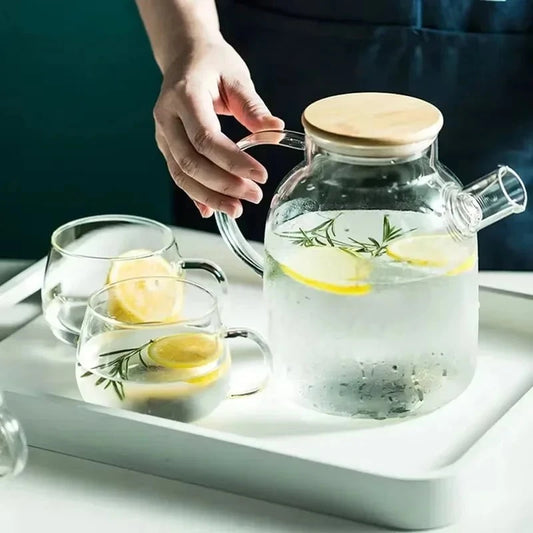 Shada 1.8L Transparent Borosilicate Glass Teapot Heat-Resistant Large Clear Tea Pot  Flower Tea Set Puer Kettle Cup Office Home Tool