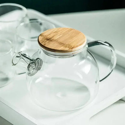 Shada 1.8L Transparent Borosilicate Glass Teapot Heat-Resistant Large Clear Tea Pot  Flower Tea Set Puer Kettle Cup Office Home Tool