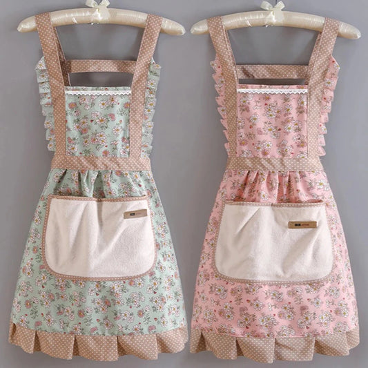 Shada 1 Piece For Women's Floral Home Apron With Pocket, Adjustable Apron For Kitchen, Cooking, Baking, Grilling, Chef's Apron