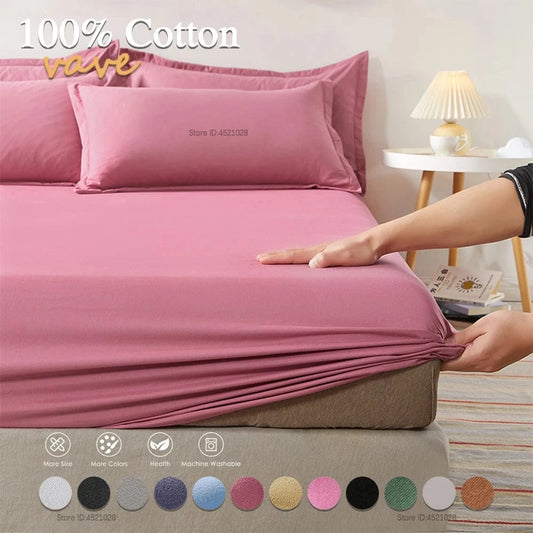 Shada 100% Cotton Fitted Sheets | Deep Pocket for Mattresses up to 12"