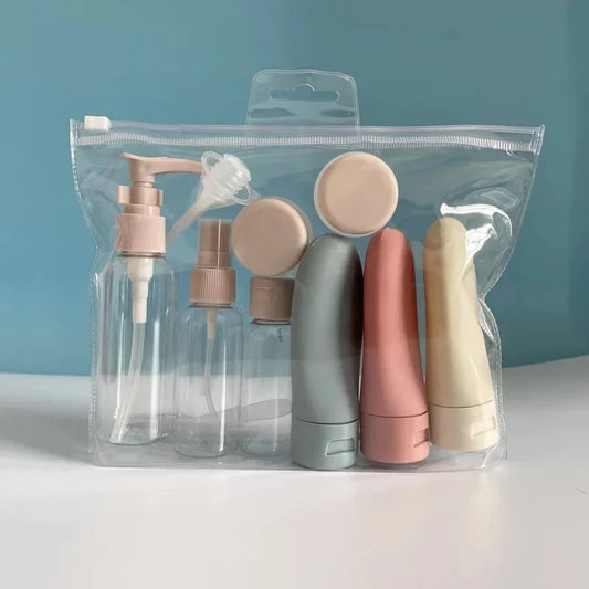 Shada 11pcs set 11pcs Travel Bottles Set With Storage Bag Travel Size Empty Liquid Cream Lotion Containers Fine Mist Spray Bottle Squeeze Tubes