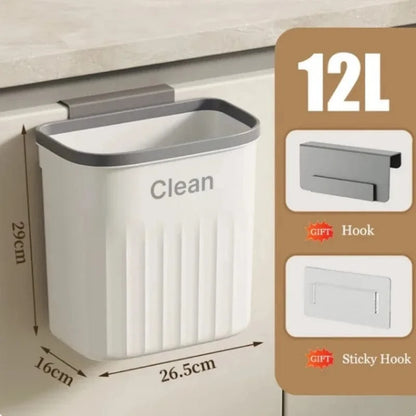 Shada 12L White no Lid Wall-Mounted Kitchen Trash Can With Lid, 8.5L/12L Hanging Garbage Bin For Cabinet, Compost, Space-Saving