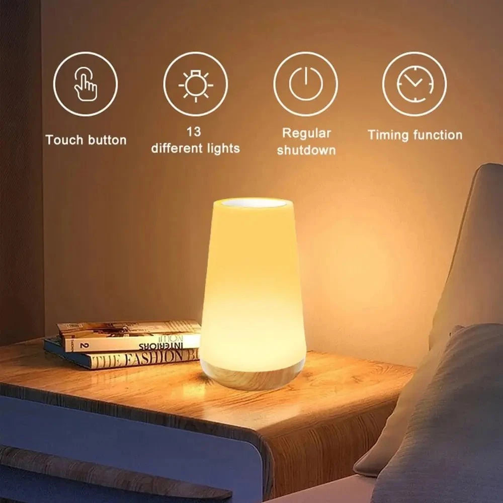 Shada 13 Color Night Light Table Lamp Bedside Lamp For Bedroom 13 Color Changing Touch Night Light RGB Remote Dimmable USB Rechargeable Portable Room Light