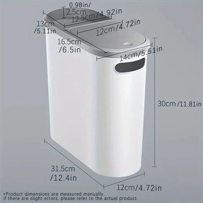 Shada 1pc 10L Bathroom Trash Can, Household Creative Gap Waste Bin, Press Type Garbage Can with Lid, Simple Paper Basket Kitchen Trash Can