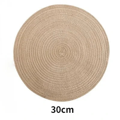 Shada 30cm coffee / 6pcs 6pcs Round Table Mat Woven Ramie Placemats Anti Slip Dining Table Mats Non-Slip Tableware Bowl Pads Kitchen Drink Cup Coasters